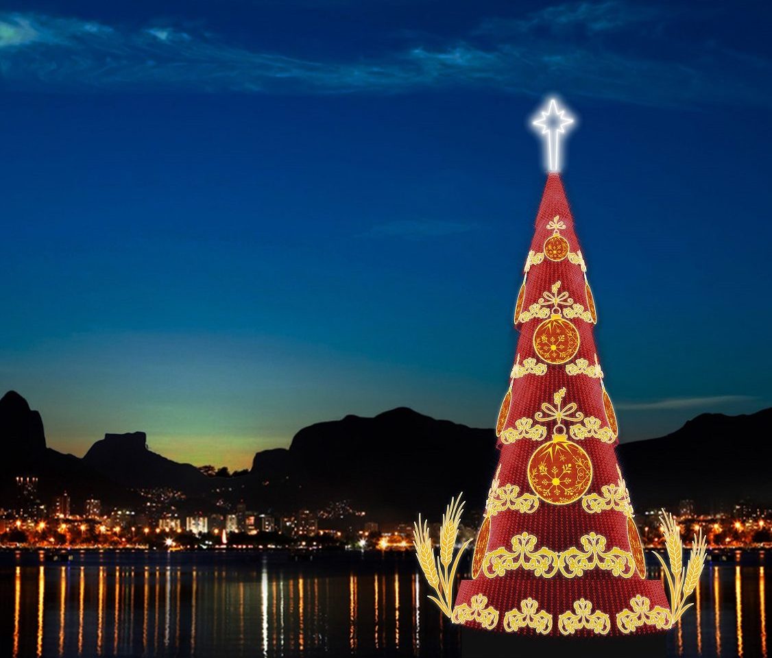 Só em 2015, antes do acidente que destruiu parte da estrutura, a árvore teria 2,5 milhões de microlâmpadas, 105 km de mangueiras luminosas e 53 metros de altura. O equivalente a 17 andares