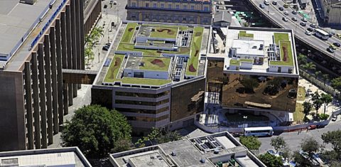 O teto verde do Fórum, no Centro do Rio, é um dos exemplos da preocupação do TJ com o meio ambiente