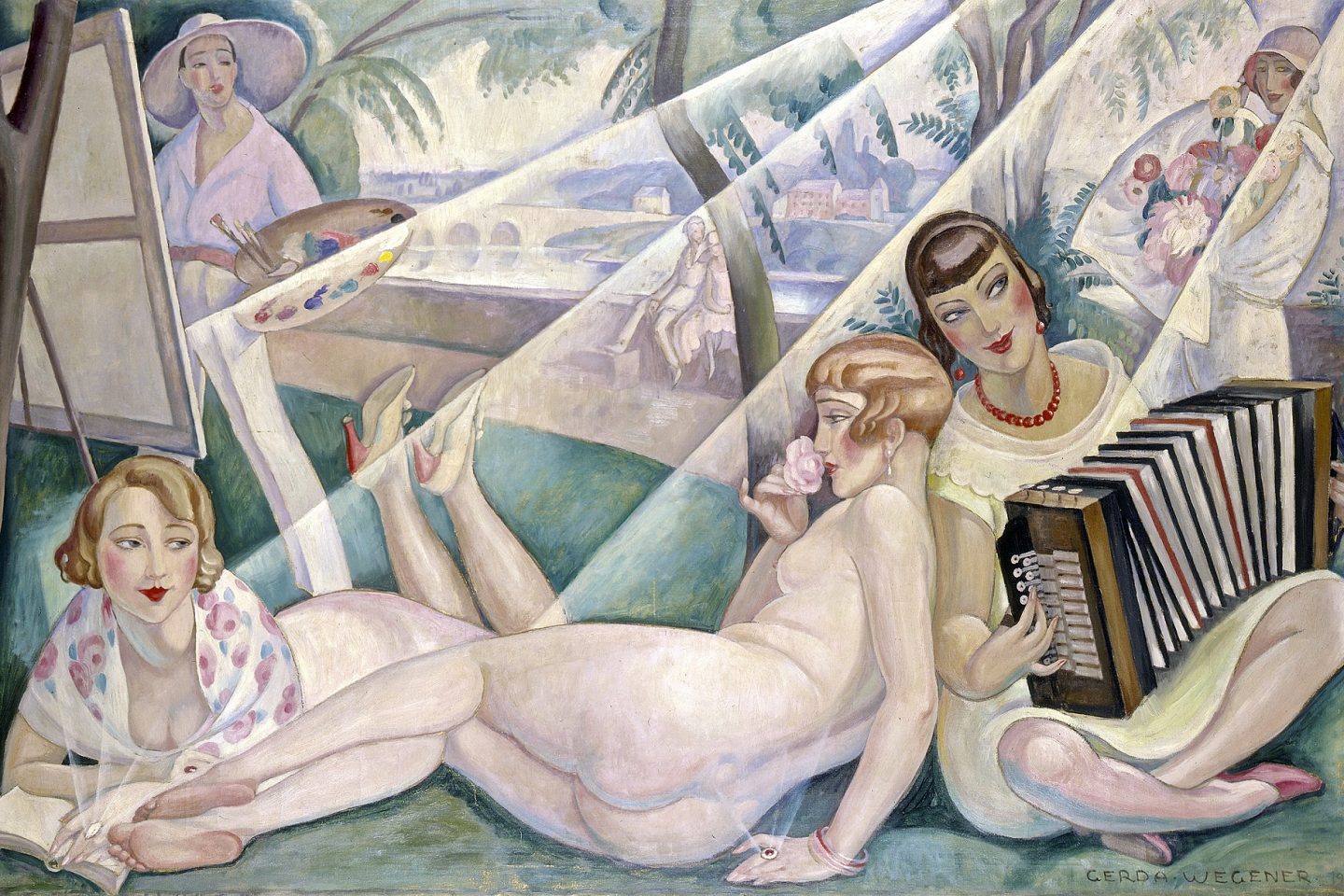 O quadro "A Summer Day", de 1927, que está na exposição "Gerda Wegener”, em cartaz até 16 de maio no museu Arken, em Copenhagen