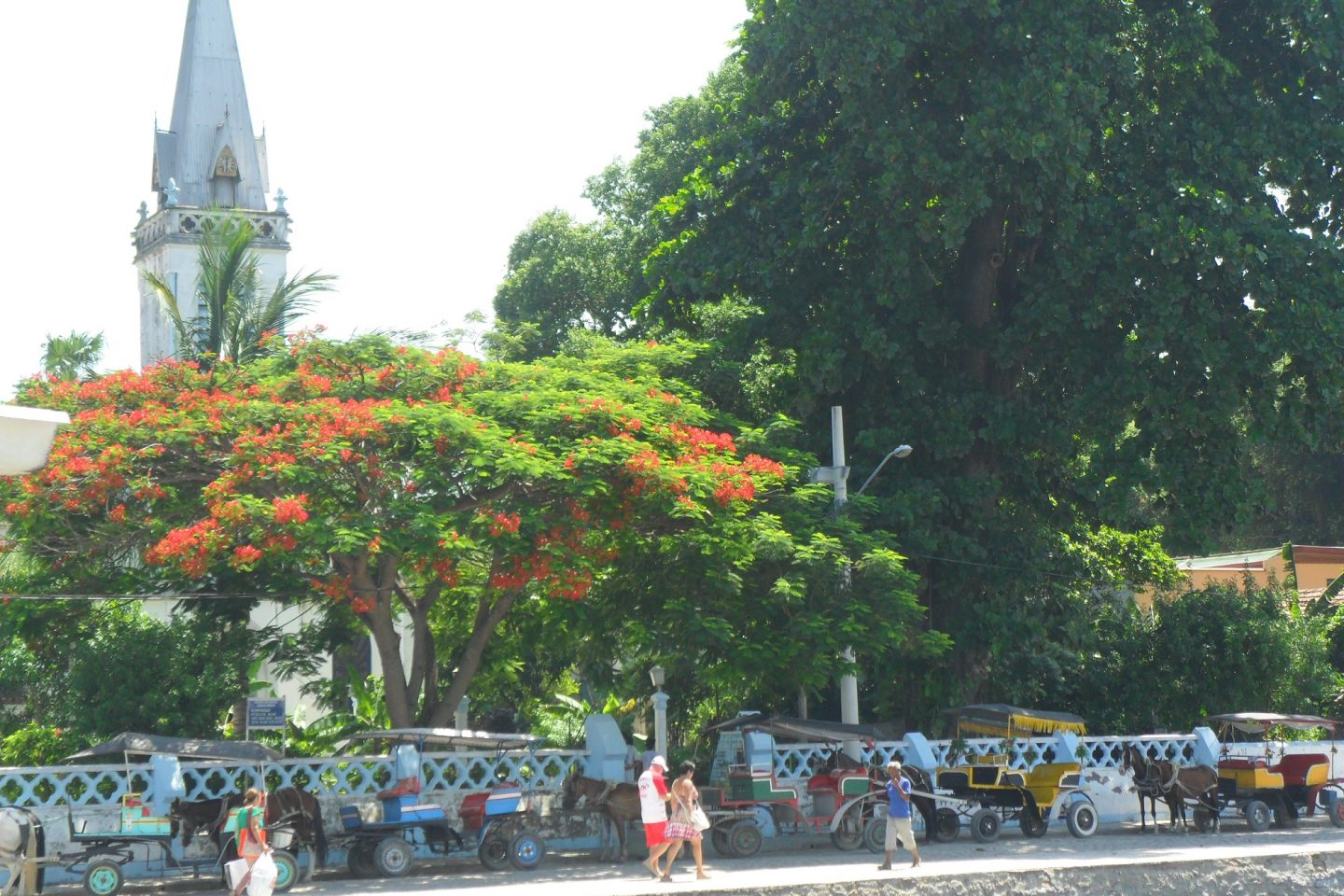 Na praça Pedro Bruno, as charretes enfileiradas aguardam os passageiros que descem das barcas vindo do Rio
