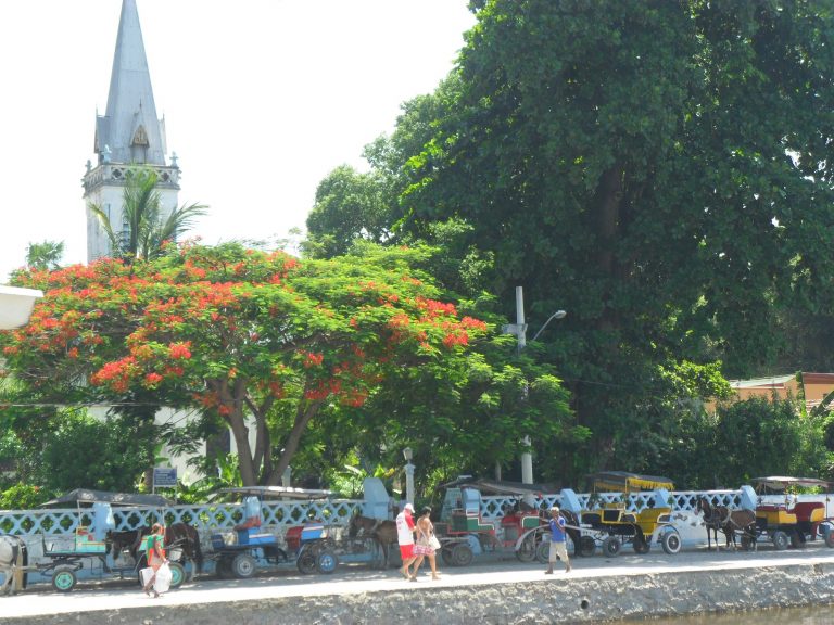 Na praça Pedro Bruno, as charretes enfileiradas aguardam os passageiros que descem das barcas vindo do Rio