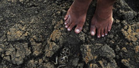 Quixadá - Estiagem no reservatório conhecido como Açude da Pista, que abastecia moradores da comunidade Engano, no distrito de Riacho Verde, em Quixadá, sertão central do Ceará.