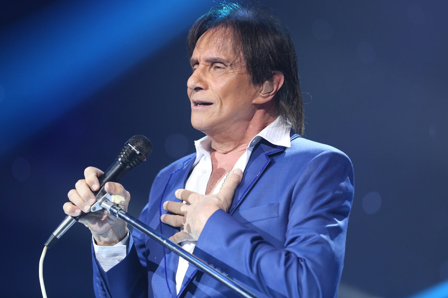 Roberto Carlos num dos shows da sua turnê deste ano, em Barra Funda, São Paulo. Foto de William Volcov/Brazl Photo Press