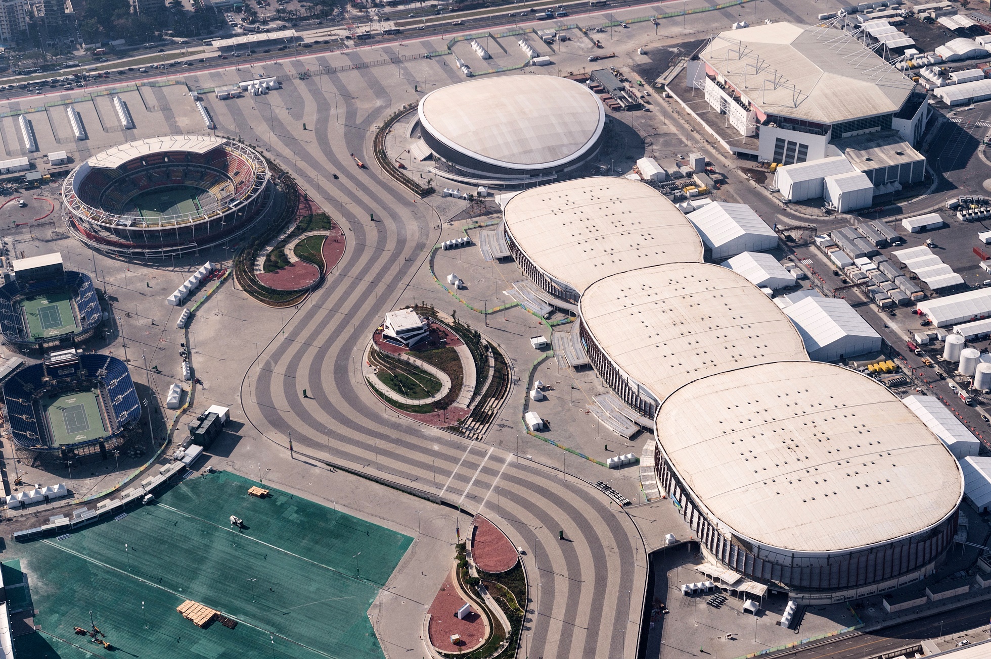 Vista aérea do Parque Olímpico na Barra da Tijuca