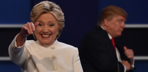 O primeiro enfrentamento entre Hillary e Trump, em 26 de setembro, foi assistido por cerca de 84 milhões de pessoas. Foto Paul J. Richard/AFP