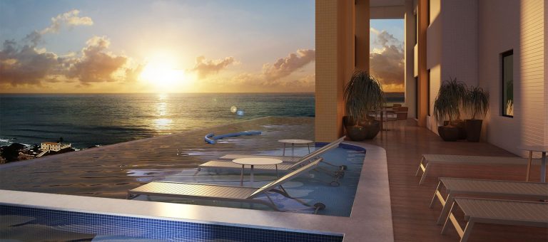 A vista total para a Baía de Todos os Santos, prometida pelo empreendimento, é dos motivos da polêmica. Foto Divulgação