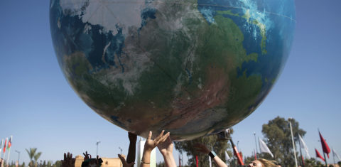 Manifestantes na COP 22, em Marrakech. Foto de Fadel Senna/ AFP