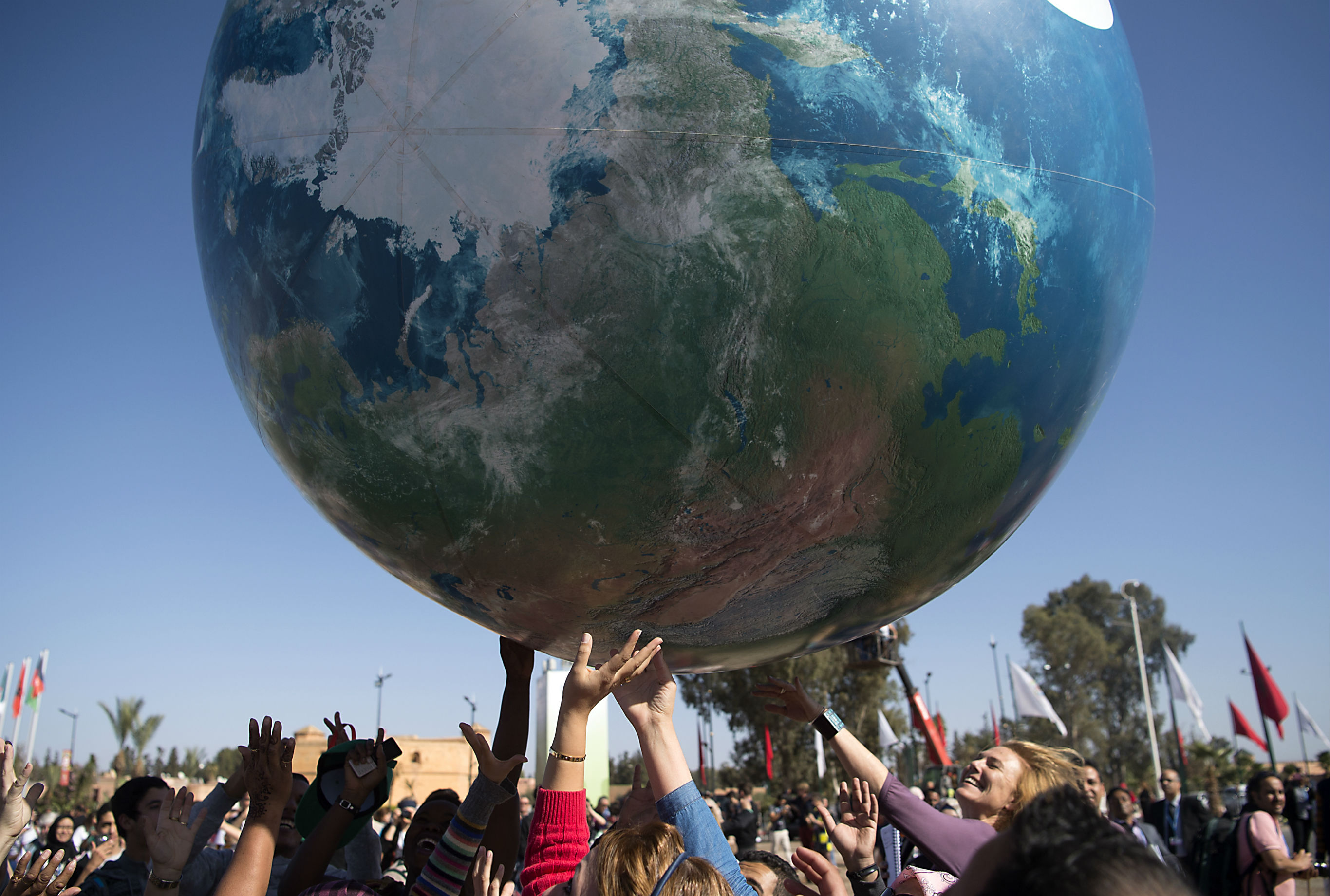 Manifestantes na COP 22, em Marrakech. Foto de Fadel Senna/ AFP