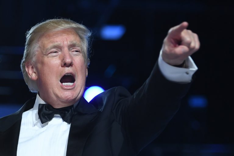 Donald Trump, 45º presidente dos EUA, durante o seu discurso de posse. Foto de Jim Watson/AFP