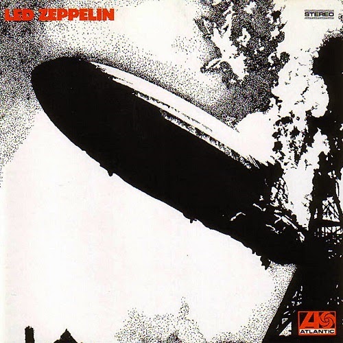 O dirigível alemão Hindenburg na capa do primeiro disco da banda de rock Led Zepelin, de 1969. Reprodução