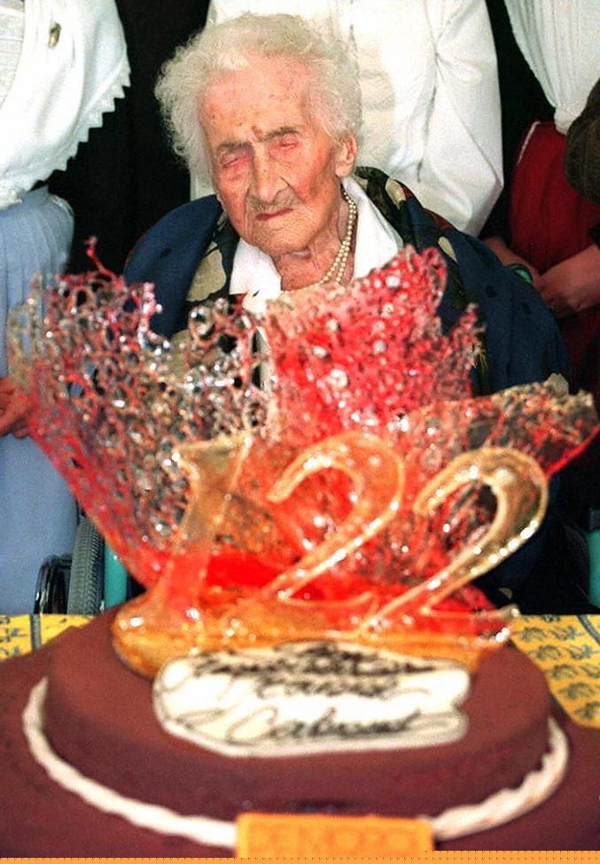 Jeanne Calment, falecida em 1997, com a idade recorde de 122 anos, teve a vida mais longa já registrada. Foto Georges Gobet/AFP