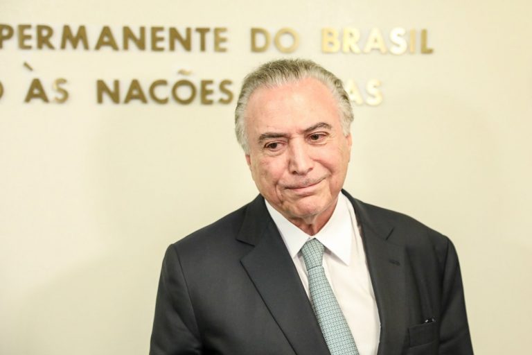 Michel Temer durante a entrevista para os jornalistas após o discurso na ONU. Foto Vanessa Carvalho/Brazil Photo Press