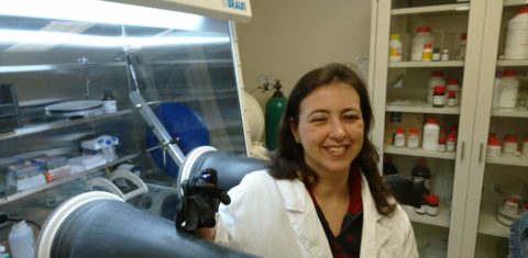 A cientista Helena Braga no laboratório no Texas (Foto divulgação)