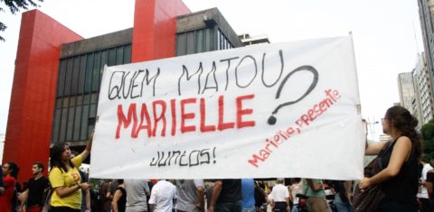 Protesto em São Paulo contra o assassinato de Marielle Franco e Anderson Gomes. Foto: FabioVieira/FotoRua/NurPhoto)