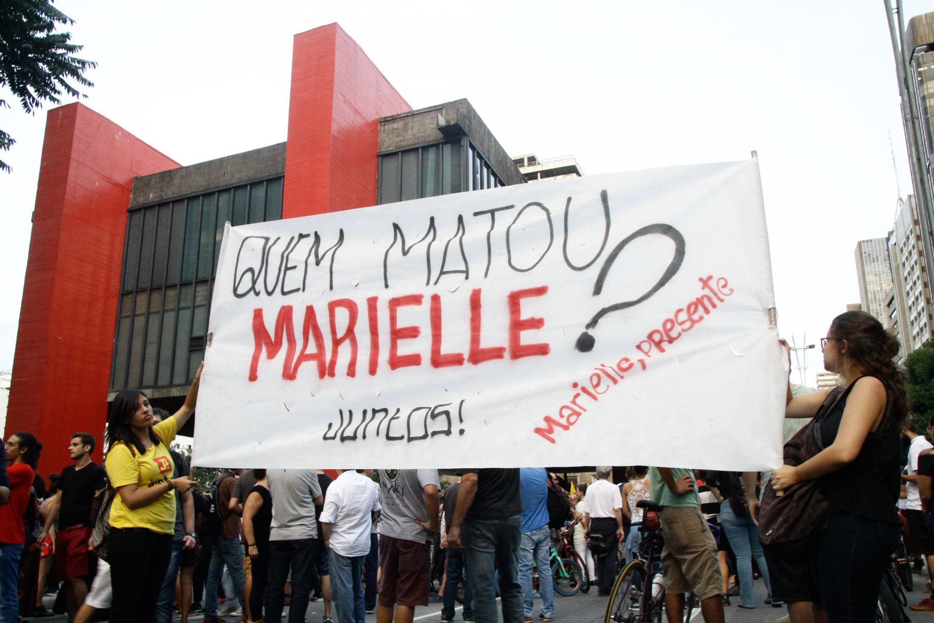 Protesto em São Paulo contra o assassinato de Marielle Franco e Anderson Gomes. Foto: FabioVieira/FotoRua/NurPhoto)