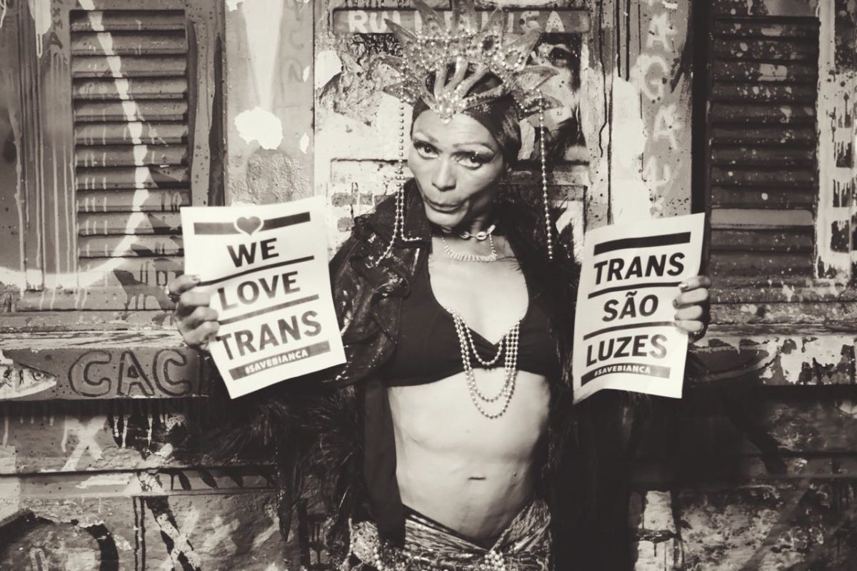 Os slogans “Olhe, ame, cuide. Trans são joias”, “Trans são luzes”, “Trans são vida”, “We love trans” estamparam camisetas, folders e publicações nas redes sociais. Foto Victor Jucá