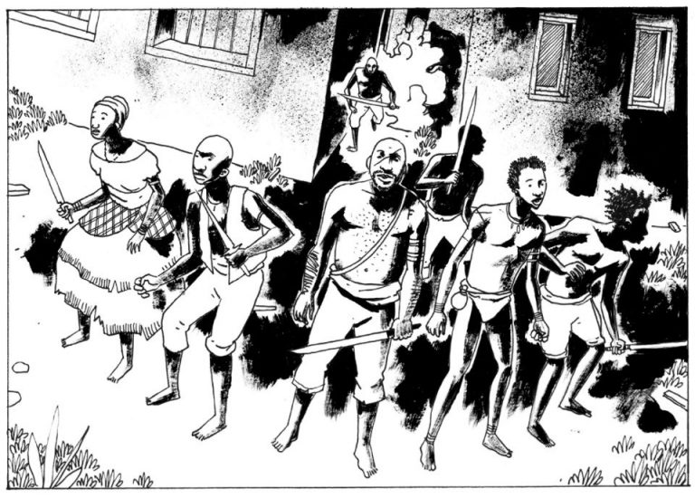 Cena de Cumbe, que conta a história do Quilombo de Palmares: indicado ao prêmio internacional mais importante das HQs, pela edição em inglês. Reprodução