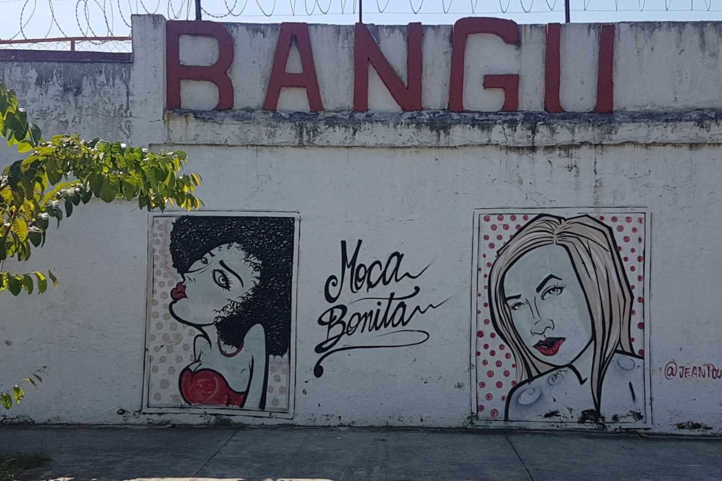 As molas bonitas pintadas no muro do Estádio Proletário Guilherme da Silveira: parte da história do Bangu e de Bangu (Foto: Oscar Valporto)