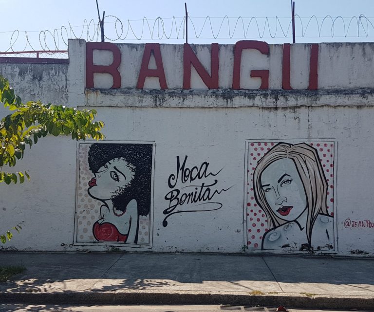 As molas bonitas pintadas no muro do Estádio Proletário Guilherme da Silveira: parte da história do Bangu e de Bangu (Foto: Oscar Valporto)