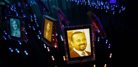 O momento do anúncio do Prêmio Nobel da Paz de 2019 para o primeiro-ministro da Etiópia, Abiy Ahmed Ali. Foto Stian Lysberg Solum/NTB Scanpix/AFP