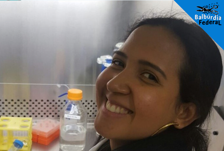 A pesquisadora Janaína Rosa de Souza: composto a base de molécula de vegetal para matar larva do mosquito transmissor da dengue (Foto; Arquivo Pessoal)