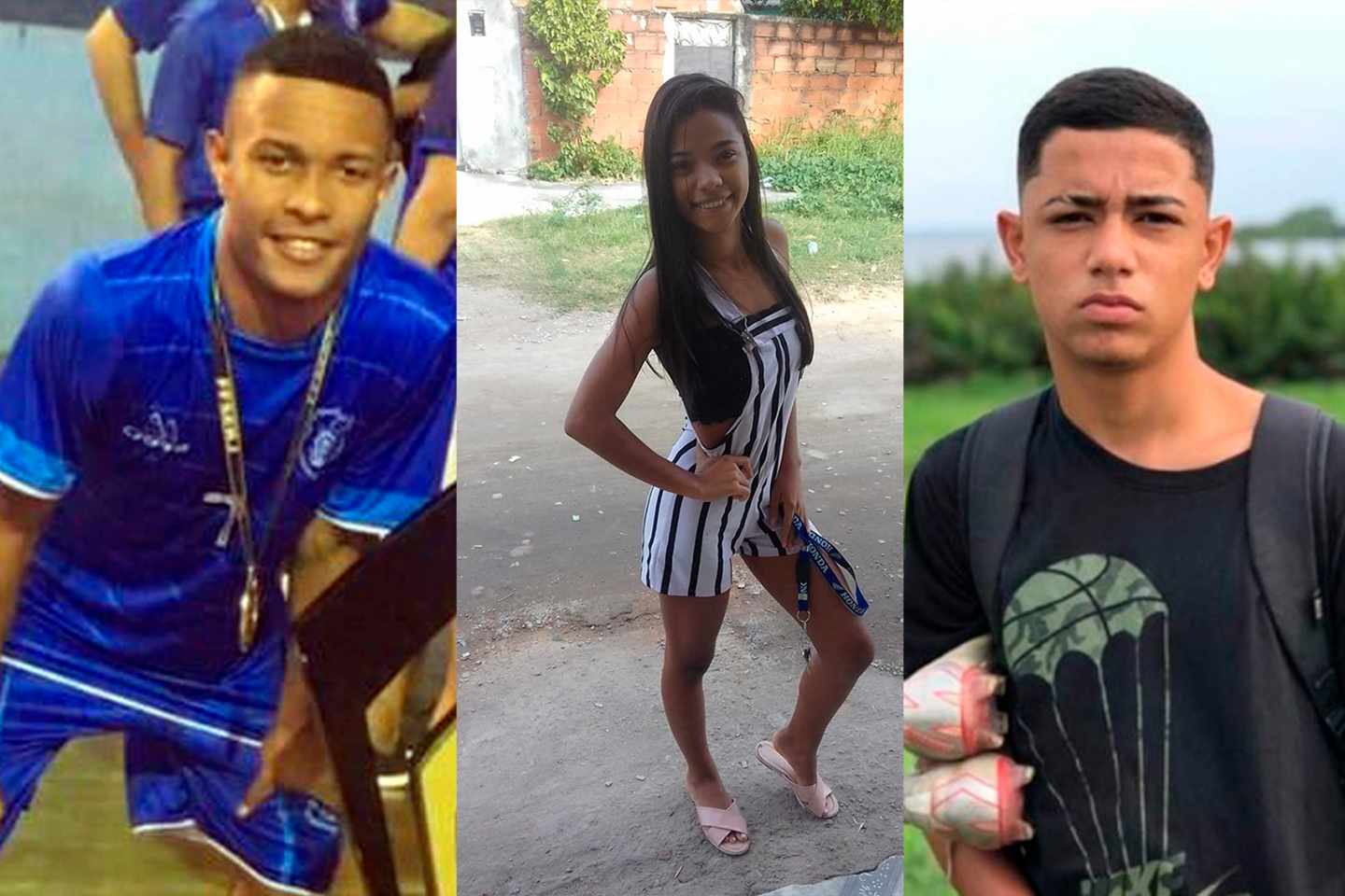 Gabriel (à esquerda), Margareth e Dyogo: vítimas da violência desmedida que mata pretos e pobres. Fotos: reproduções das redes sociais