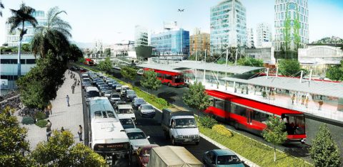Projeto do ITDP Brasil, feito em 2013, mostra o potencial de transformação no entorno da Avenida Brasil. Foto Reprodução/ITDP Brasil