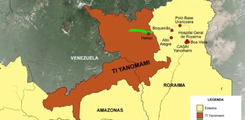 Área por onde Alvanei circulou e buscou atendimento de saúde: adolescente era da comunidade Helepi, na Terra Yanomami, e estudava na Terra Indígena Boqueirão (Arte: Amazônia Real)