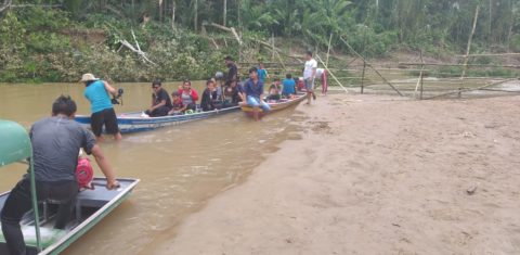 Bloqueio no Rio Gregório com troncos de árvores: após determinação de cacique, indígenas Yawanawá não permitem entrada e saída da região das aldeias (Foto: Biraci Yawanawá/Amazônia Real)