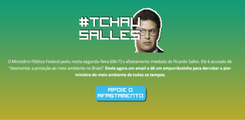 Abaixo-assinado virtual pela saída de Ricardo Salles do Ministério do Meio Ambiente: apoio à ação de improbidade impetrada por 12 procuradores federais (Foto: Reprodução)