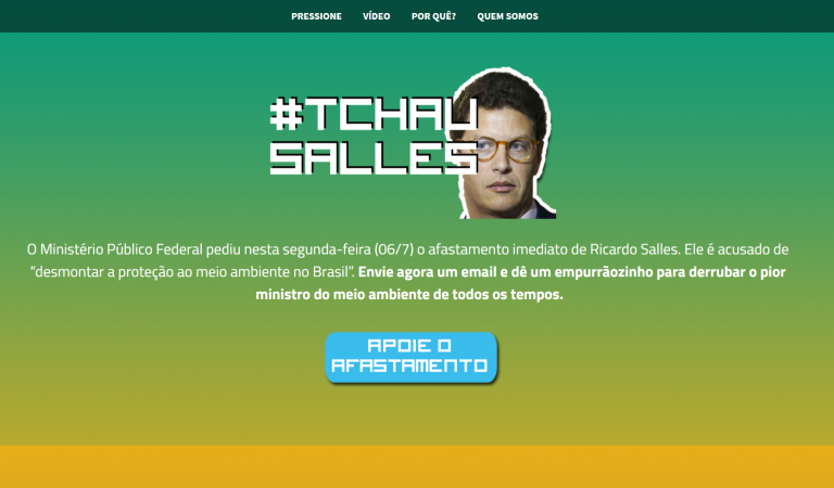 Abaixo-assinado virtual pela saída de Ricardo Salles do Ministério do Meio Ambiente: apoio à ação de improbidade impetrada por 12 procuradores federais (Foto: Reprodução)