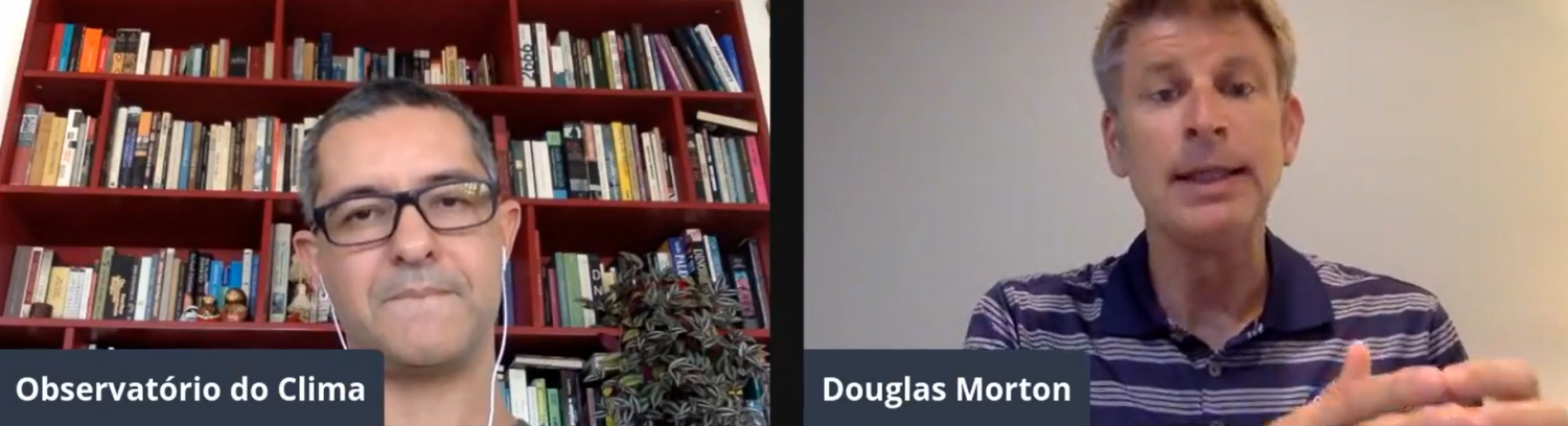 Douglas Morton, cientista da Nasa, na live com Claudio Angelo, do Observatório do Clima: "Nós identificamos que uma grande quantidade de incêndios é claramente relacionada a desmatamento" (Reprodução: Facebook)