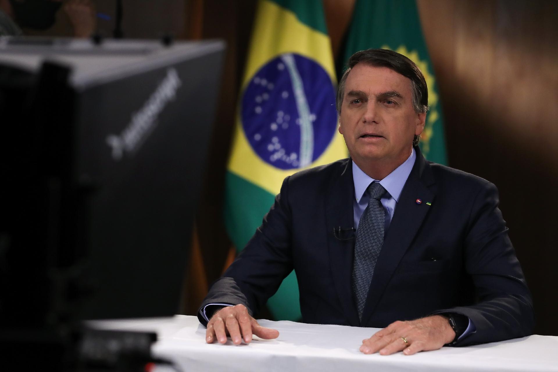 Bolsonaro ao gravar seu discurso para a abertura da Assembleia da ONU: mentiras e falsidades sobre o meio ambiente (Foto: Presidência da República)