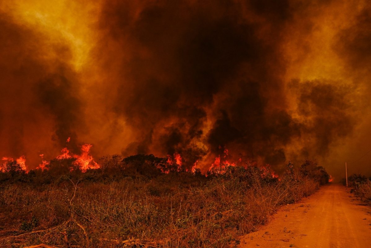 Incêndio próximo à Rodovia Transpantaneira: pesquisadores preveem mais duas semanas críticas de fogo no Pantanal (Foto: Mayke Toscano/Secom-MT)