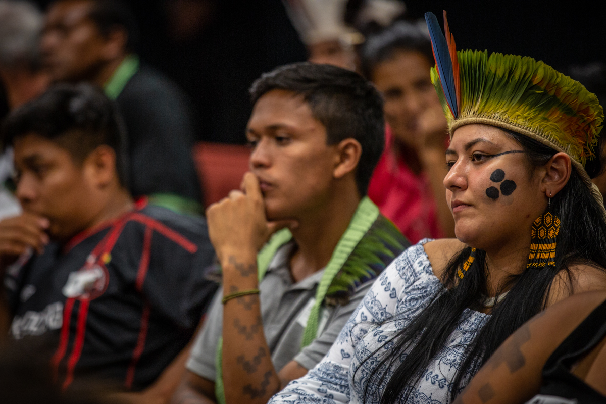 Audiência do povo Xokleng no STF em 2019: julgamento com repercussão para outras 310 terras indígenas aguardando demarcação (Foto: Tiago Miotto/ Cimi)