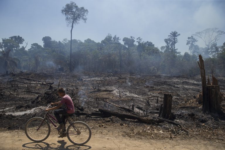 Área da Floresta Amazônica desmatada e queimada em Novo Progresso: STF deve começar em 2021 ação exigindo que governo cumpra Plano de Prevenção e Controle do Desmatamento da Amazônia (Foto: Fernando Souza/AGIF/AFP - 08/15/2020)
