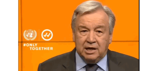 O secretário-geral da ONU, Antonio Guterres, no lançamento da campanha: "Somente unidos, podemos reviver nossas economias. Somente unidos, podemos acabar com esta pandemia e nos recuperar" (Foto: Reprodução)