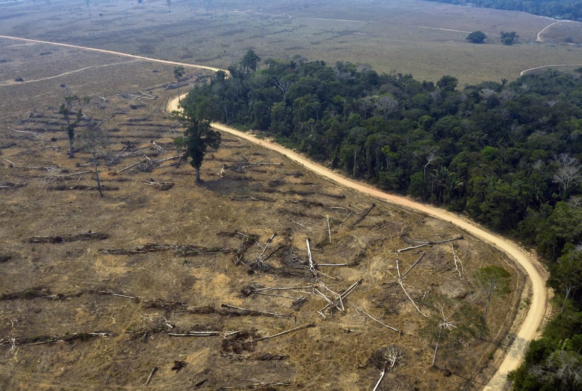 Foto aérea de áreas queimadas da floresta amazônica, próximo a Porto Velho, em Rondônia. A Câmara dos Deputados aprovou na madrugada de 13 de maio um projeto de lei que flexibiliza as demandas ambientais para empreendimentos agropecuários e energéticos. Foto Carlos Fabal/AFP. Agosto/2019