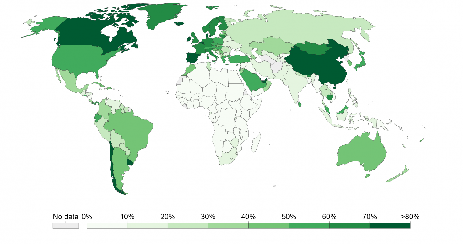 Vacinação: mapa-múndi mostra percentual de pessoas vacinadas contra covid-19 em todo o mundo
