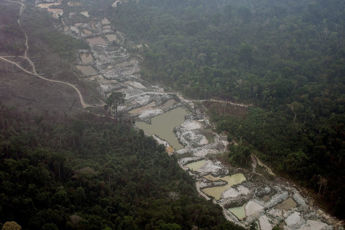 Garimpo ilegal na Floresta Nacional do Jamanxim, no município de Novo Progresso, no Pará: desmatamento causado por mineração aumentou 90% (Foto: Marizilda Cruppe/Amazônia Real/Amazon Watch/17/09/2020)