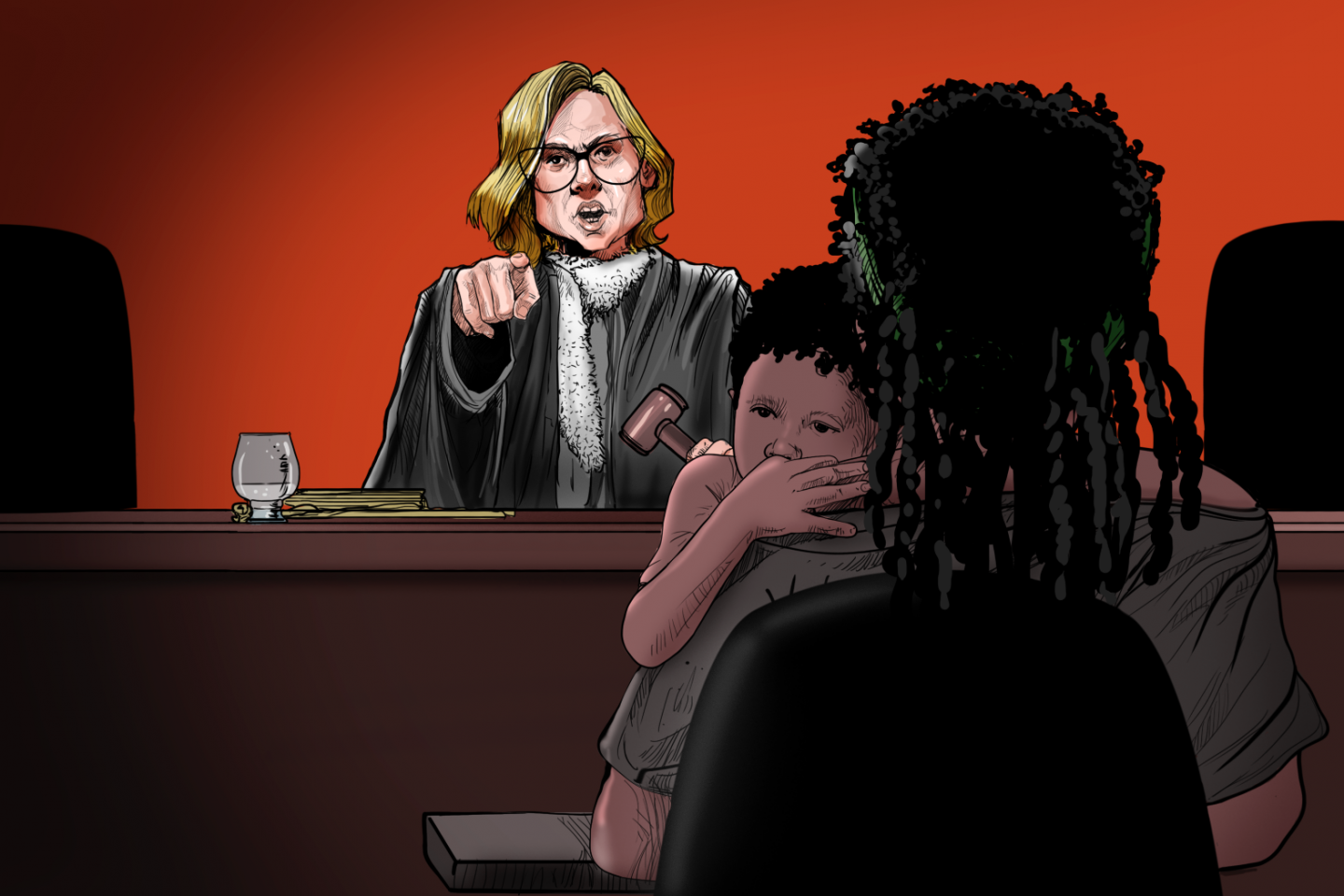 Na sentença com condenação a 12 anos por tráfico, a magistrada fez 14 menções aos filhos de Sandra: pena maior por ser mãe (Ilustração: Claudio Duarte)