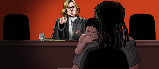 Na sentença com condenação a 12 anos por tráfico, a magistrada fez 14 menções aos filhos de Sandra: pena maior por ser mãe (Ilustração: Claudio Duarte)