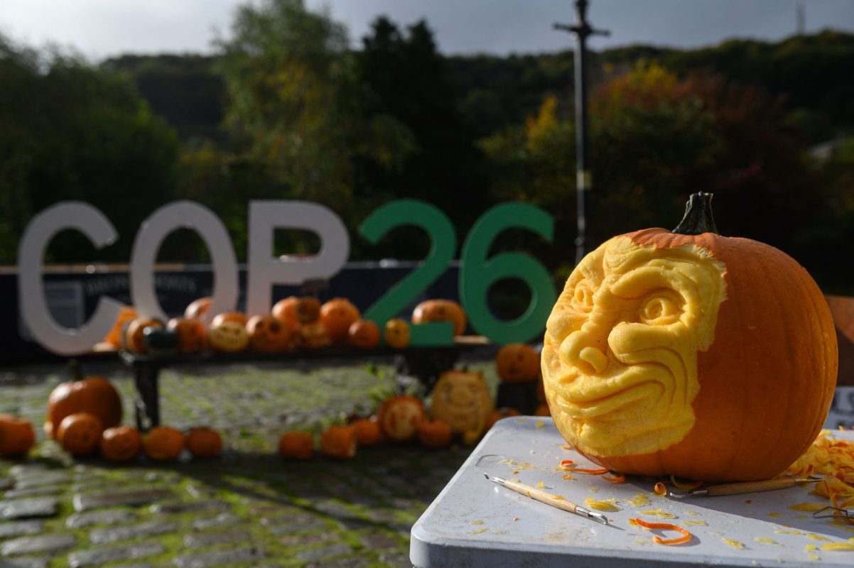 Festival de Abóbora no Reino Unido homenageia a COP26: esperanças e desconfianças na Conferência do Clima de Glasgow (Foto: Oli Scarff / AFP)