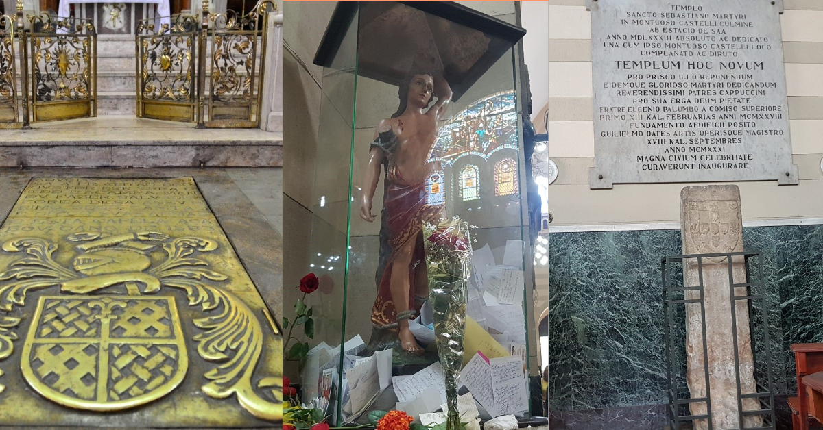 O túmulo de Estácio de Sá, a imagem de São Sebastião e marco da cidade na igreja dos Capuchinhos, na Tijuca: traslado, 100 anos atrás, provocou aglomeração histórica pelas ruas do Rio
