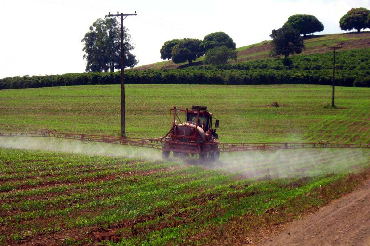 Pulverização de pesticida em plantação no Paraná: selecionados jornalistas para bolsas de reportagem sobre agrotóxicos (Foto: Adapar / Agência Estadual de Notícias/PR)
