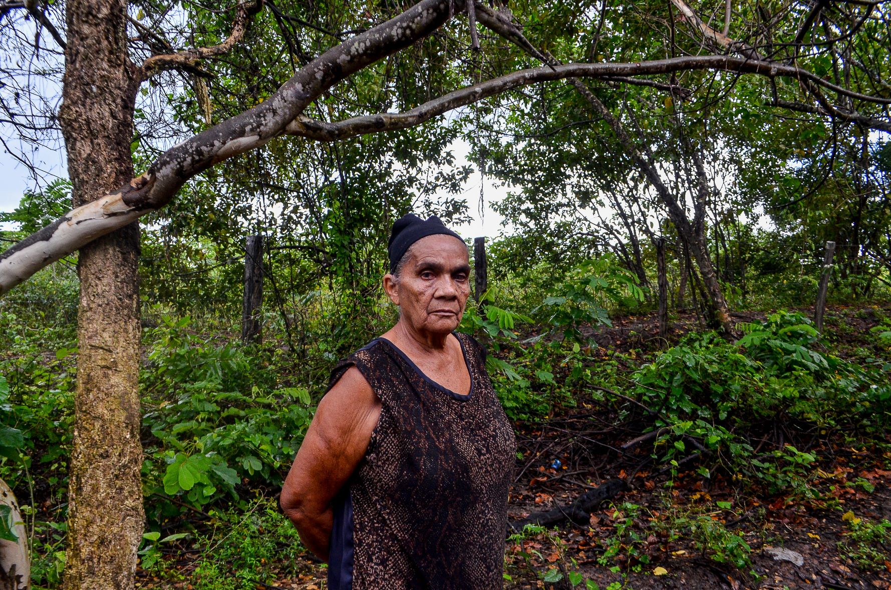 Dona Antônia na sua roça no Quilombo da Barra da Teresa: invasão e espancamento (Foto: João Paulo Guimarães)