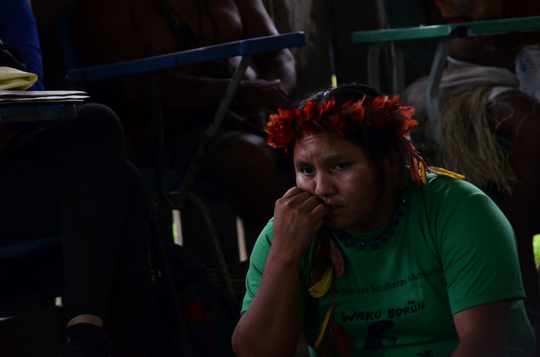 A´líder indígena Maria Leusa Kaba Munduruku acompanha a apresentação da pesquisa: resultado "triste e chocante" (Foto: João Paulo Guimarães)