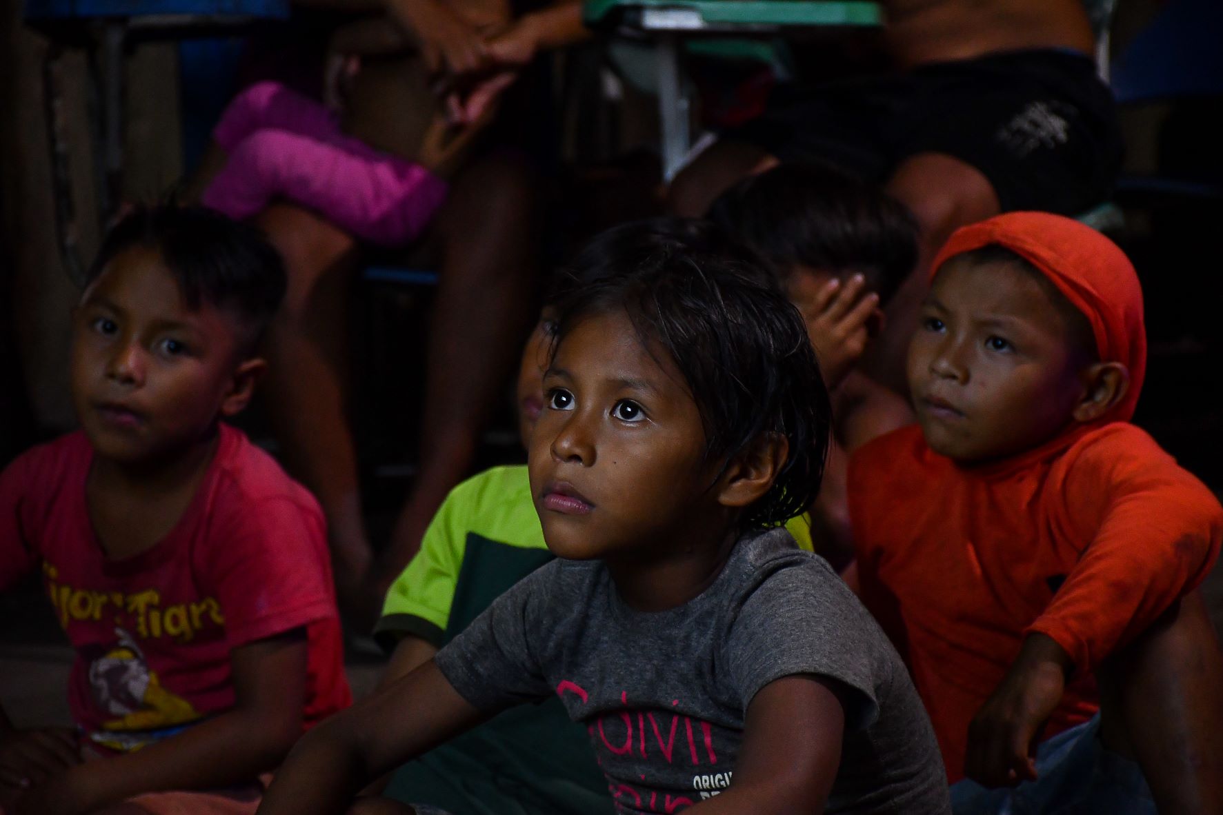 Crianças indígenas acompanham explicações dos pesquisadores: vulneráveis ao mercúrio (Foto: João Paulo Guimarães)