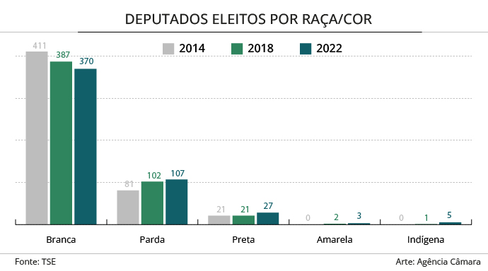 Maioria branca na Câmara dos Deputados (Arte: Agência Câmara)