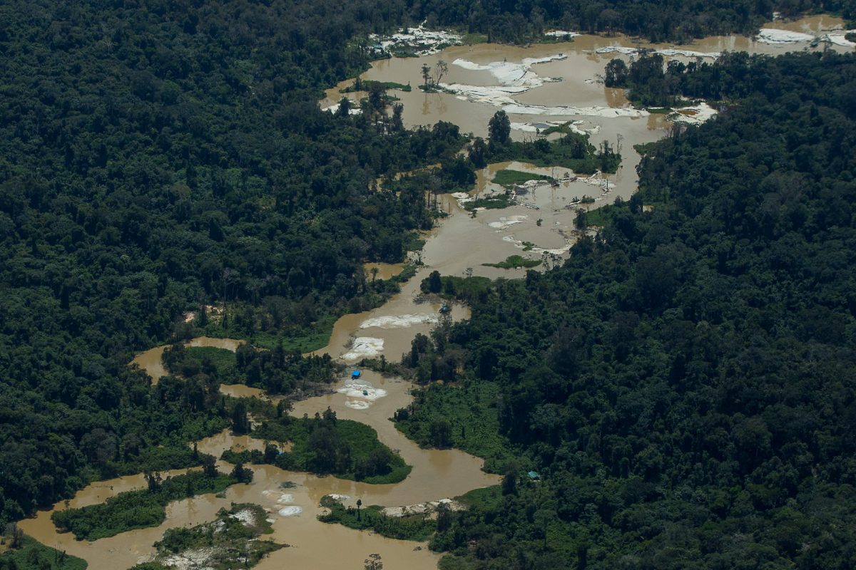 arimpo na região do rio Couto de Magalhães, na Terra Indígena Yanomami: área ocupada pelos garimpeiros em Terras Indígenas aumentou 632% desde 2010 (Foto: Bruno Kelly / Amazônia Real - 30/04/2021)